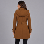 Women's Hooded Double Breasted Trench Coat with Belt and Long Sleeves            Bevalt deze persoonlijkheid je?