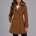 Women's Hooded Double Breasted Trench Coat with Belt and Long Sleeves            Bevalt deze persoonlijkheid je?