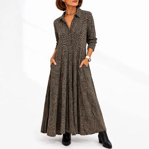 Women’s Elegant Midi Dress – Relaxed Fit with Pockets