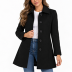 Women’s Fitted Longline Coat with Wide Collar