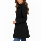 Women’s Fitted Longline Coat with Wide Collar
