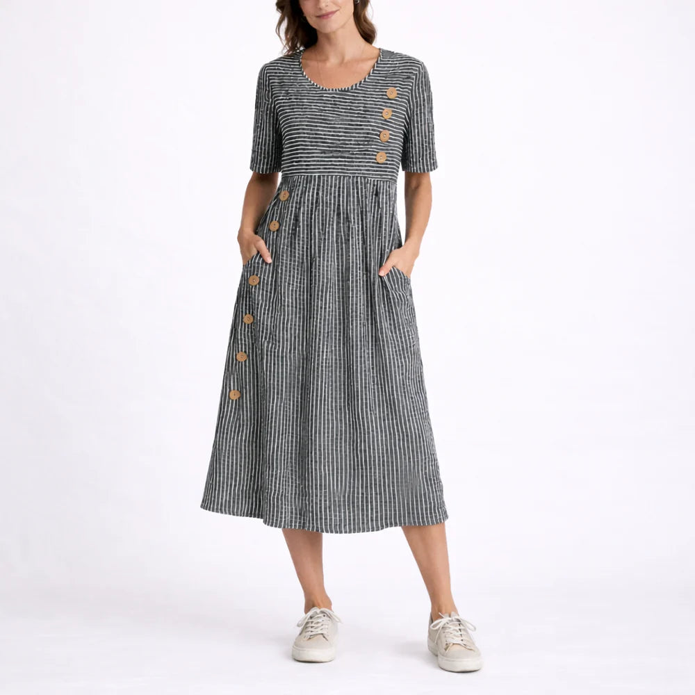 Women’s Striped Midi Dress – Timeless Everyday Style