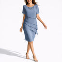 Women’s Layered Midi Dress – Short Sleeve Relaxed Fit