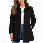 Women’s Fitted Longline Coat with Wide Collar