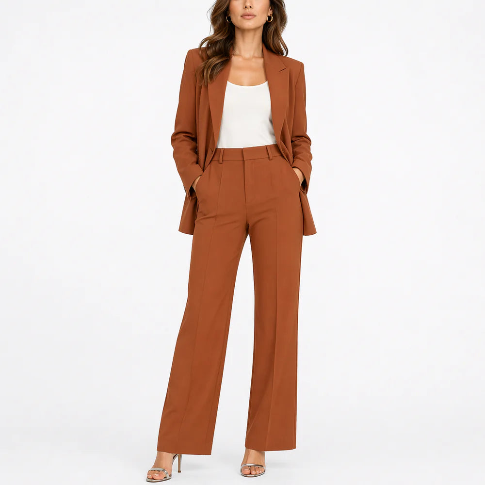 Women’s Two-Piece Blazer Set – Straight-Leg Trousers & Tailored Style