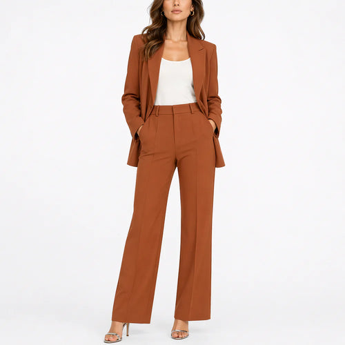 Women’s Two-Piece Blazer Set – Straight-Leg Trousers & Tailored Style
