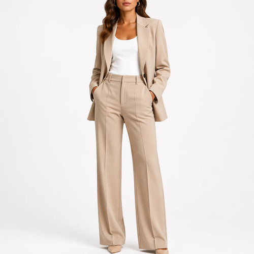 Women’s Two-Piece Blazer Set – Straight-Leg Trousers & Tailored Style