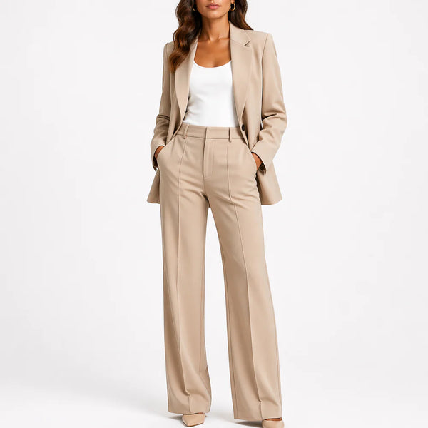 Women’s Two-Piece Blazer Set – Straight-Leg Trousers & Tailored Style