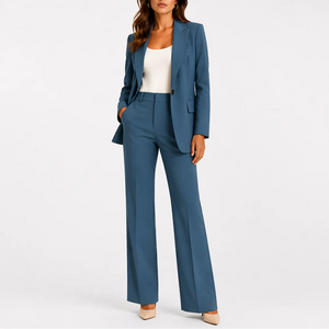 Women’s Two-Piece Blazer Set – Straight-Leg Trousers & Tailored Style