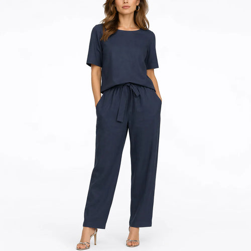 Women’s Two-Piece Set – Short-Sleeve Top & Matching Trousers