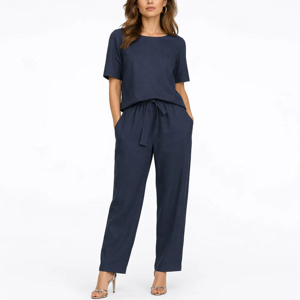 Women’s Two-Piece Set – Short-Sleeve Top & Matching Trousers