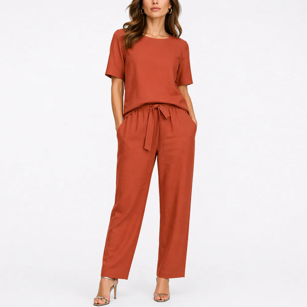Women’s Two-Piece Set – Short-Sleeve Top & Matching Trousers