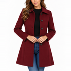 Women’s Fitted Longline Coat with Wide Collar