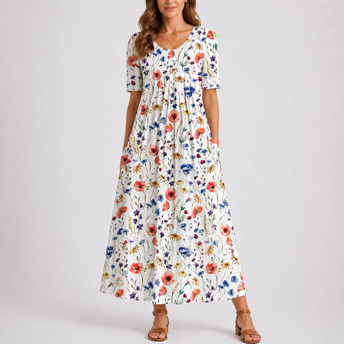 Women’s Casual Floral Midi Dress – Effortless Everyday Style