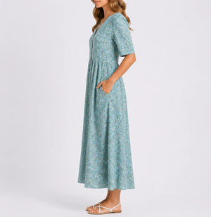 Women’s Midi Dress with Floral Print – Elegant Everyday Wear