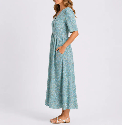 Women’s Midi Dress with Floral Print – Elegant Everyday Wear