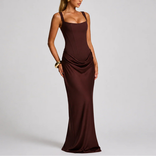 Women’s Fitted Corset Maxi Dress – Elegant Flattering Style