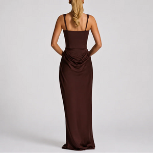 Women’s Fitted Corset Maxi Dress – Elegant Flattering Style