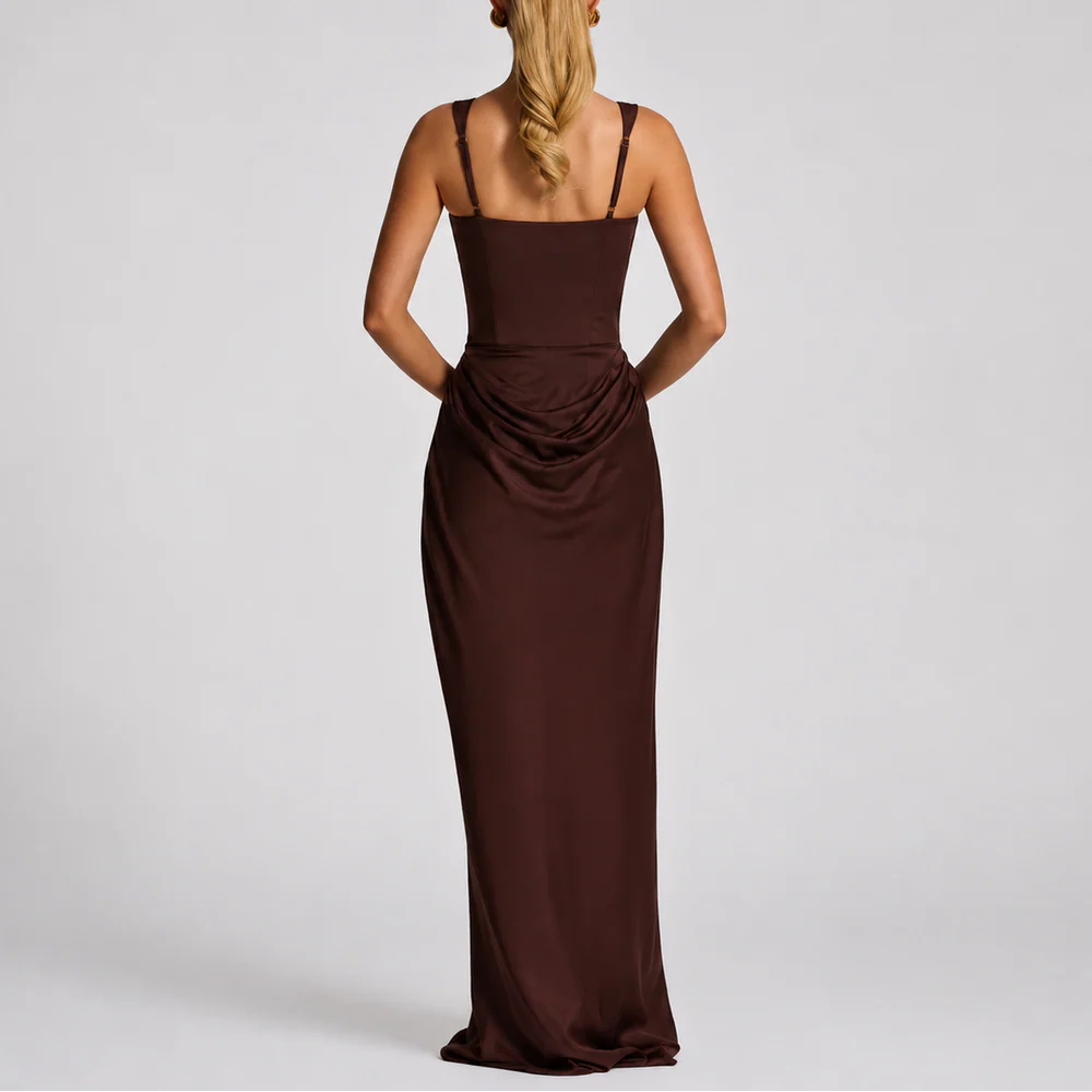 Women’s Fitted Corset Maxi Dress – Elegant Flattering Style