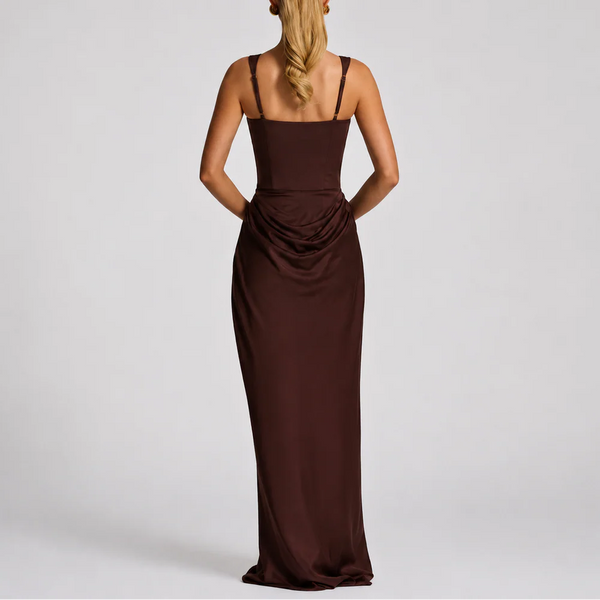 Women’s Fitted Corset Maxi Dress – Elegant Flattering Style