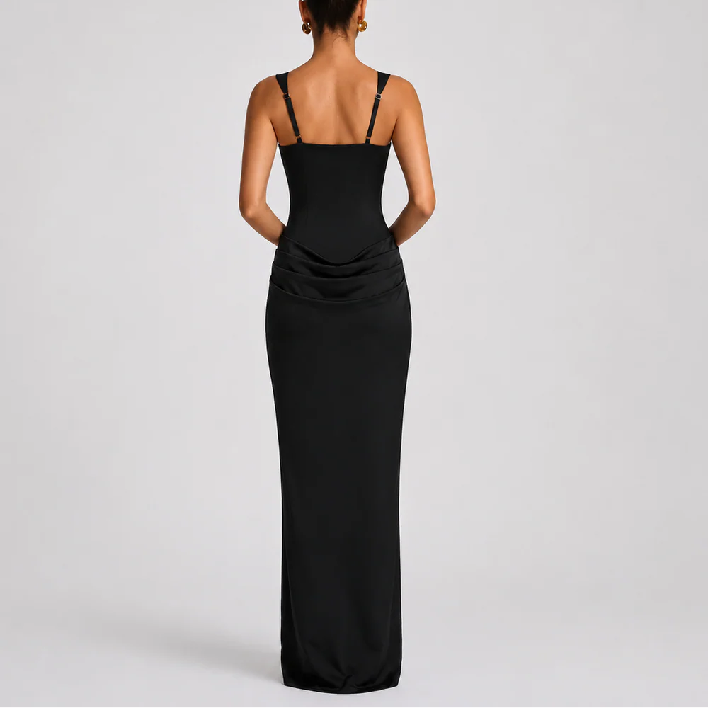 Women’s Fitted Corset Maxi Dress – Elegant Flattering Style