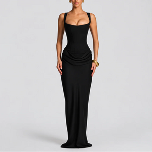 Women’s Fitted Corset Maxi Dress – Elegant Flattering Style