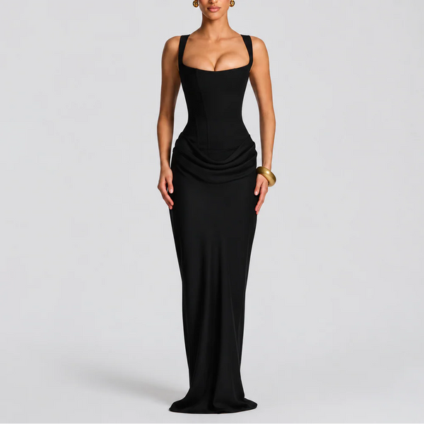 Women’s Fitted Corset Maxi Dress – Elegant Flattering Style