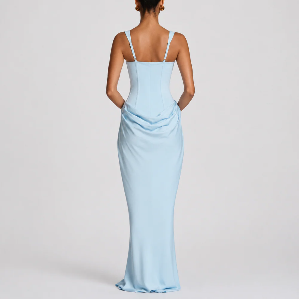 Women’s Fitted Corset Maxi Dress – Elegant Flattering Style