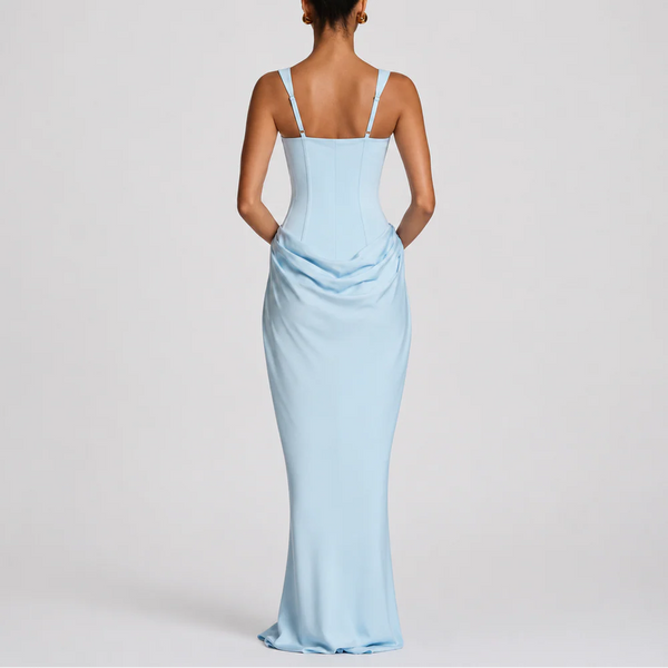 Women’s Fitted Corset Maxi Dress – Elegant Flattering Style