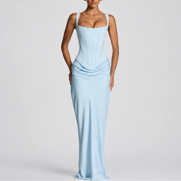 Women’s Fitted Corset Maxi Dress – Elegant Flattering Style
