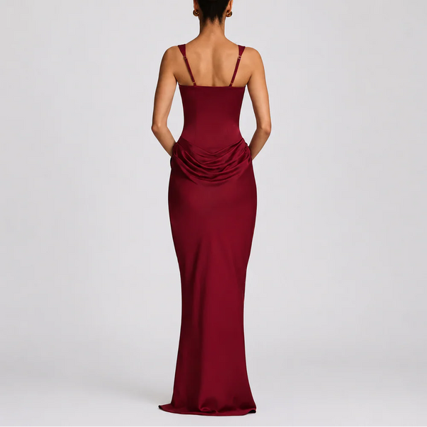 Women’s Fitted Corset Maxi Dress – Elegant Flattering Style