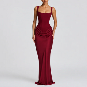 Women’s Fitted Corset Maxi Dress – Elegant Flattering Style