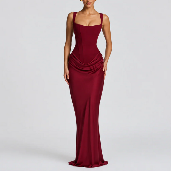 Women’s Fitted Corset Maxi Dress – Elegant Flattering Style
