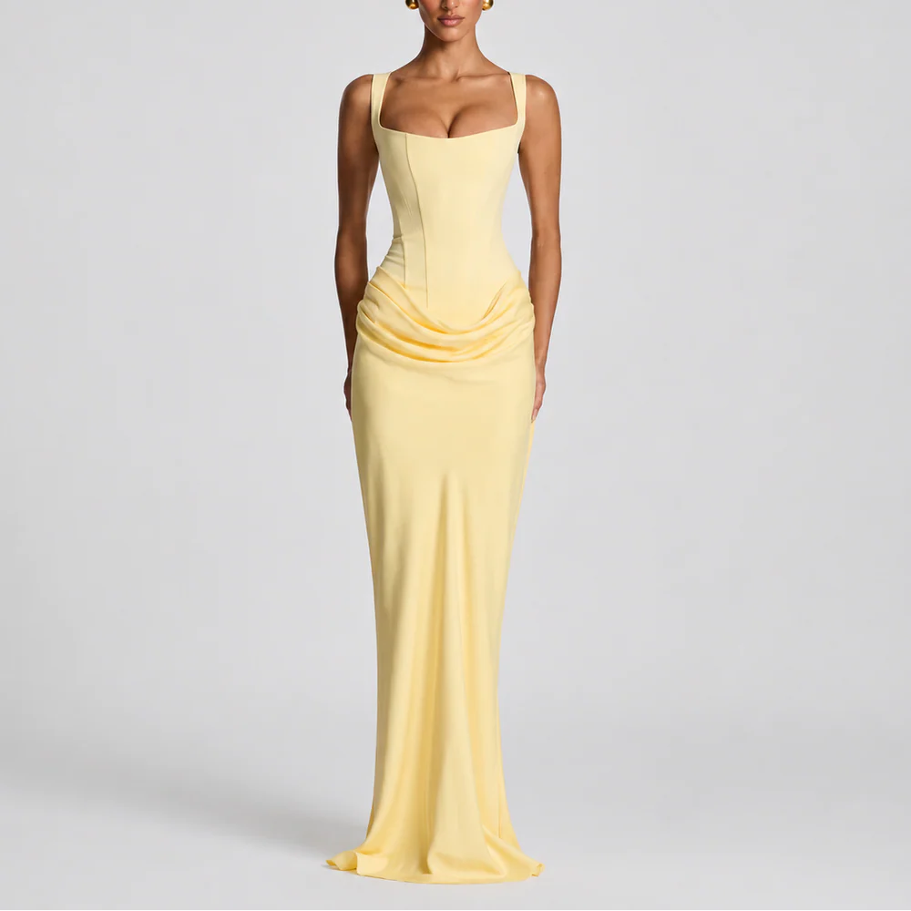 Women’s Fitted Corset Maxi Dress – Elegant Flattering Style