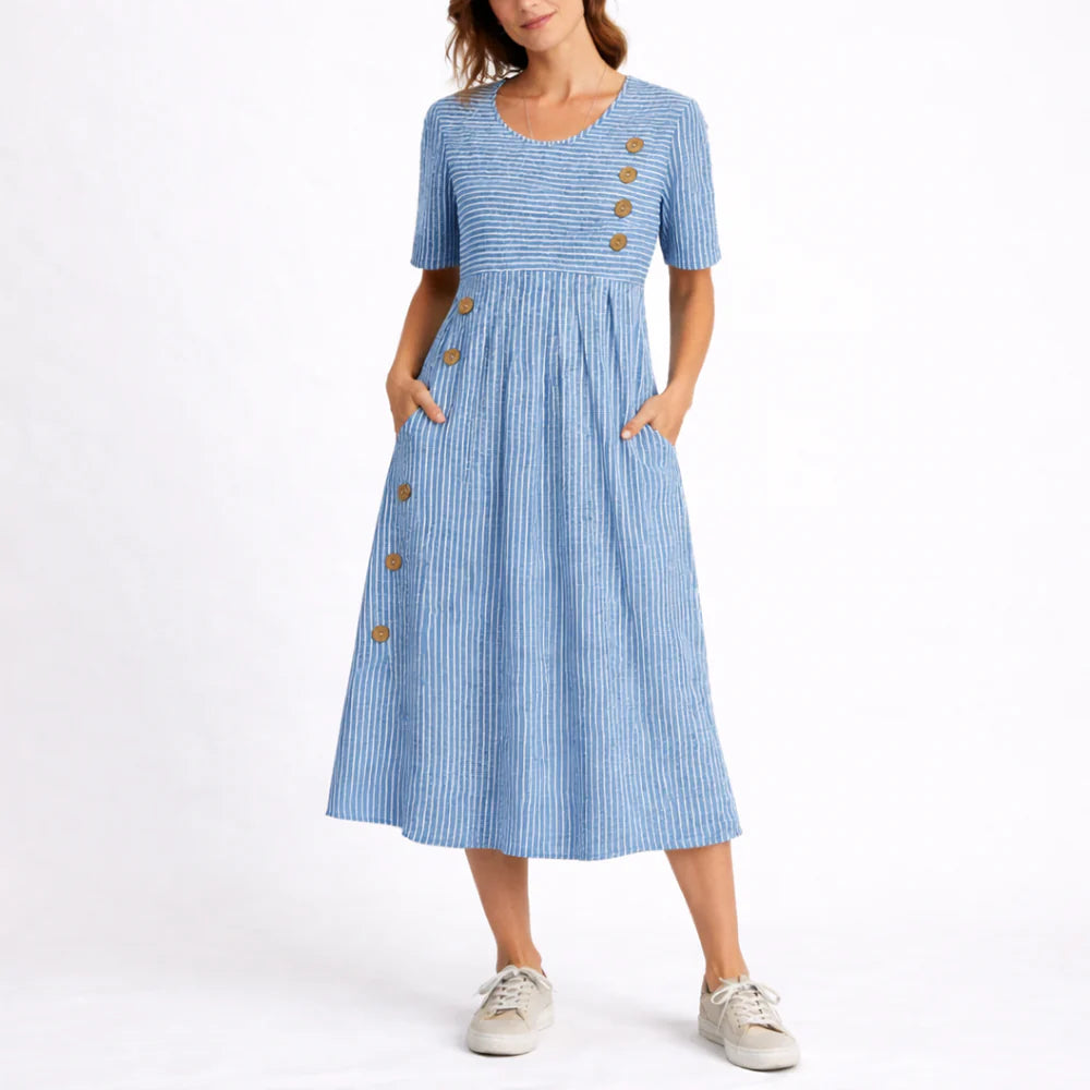 Women’s Striped Midi Dress – Timeless Everyday Style