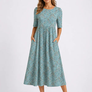 Women’s Midi Dress with Floral Print – Elegant Everyday Wear