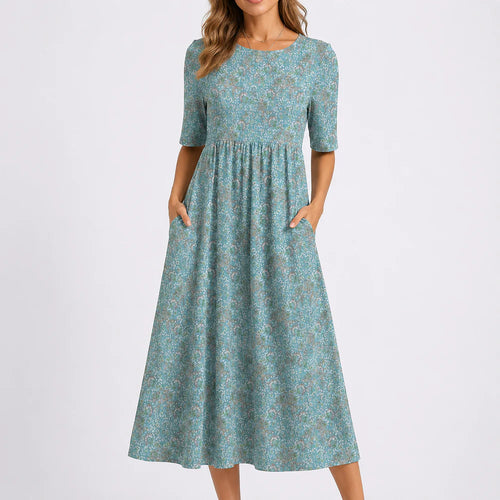 Women’s Midi Dress with Floral Print – Elegant Everyday Wear