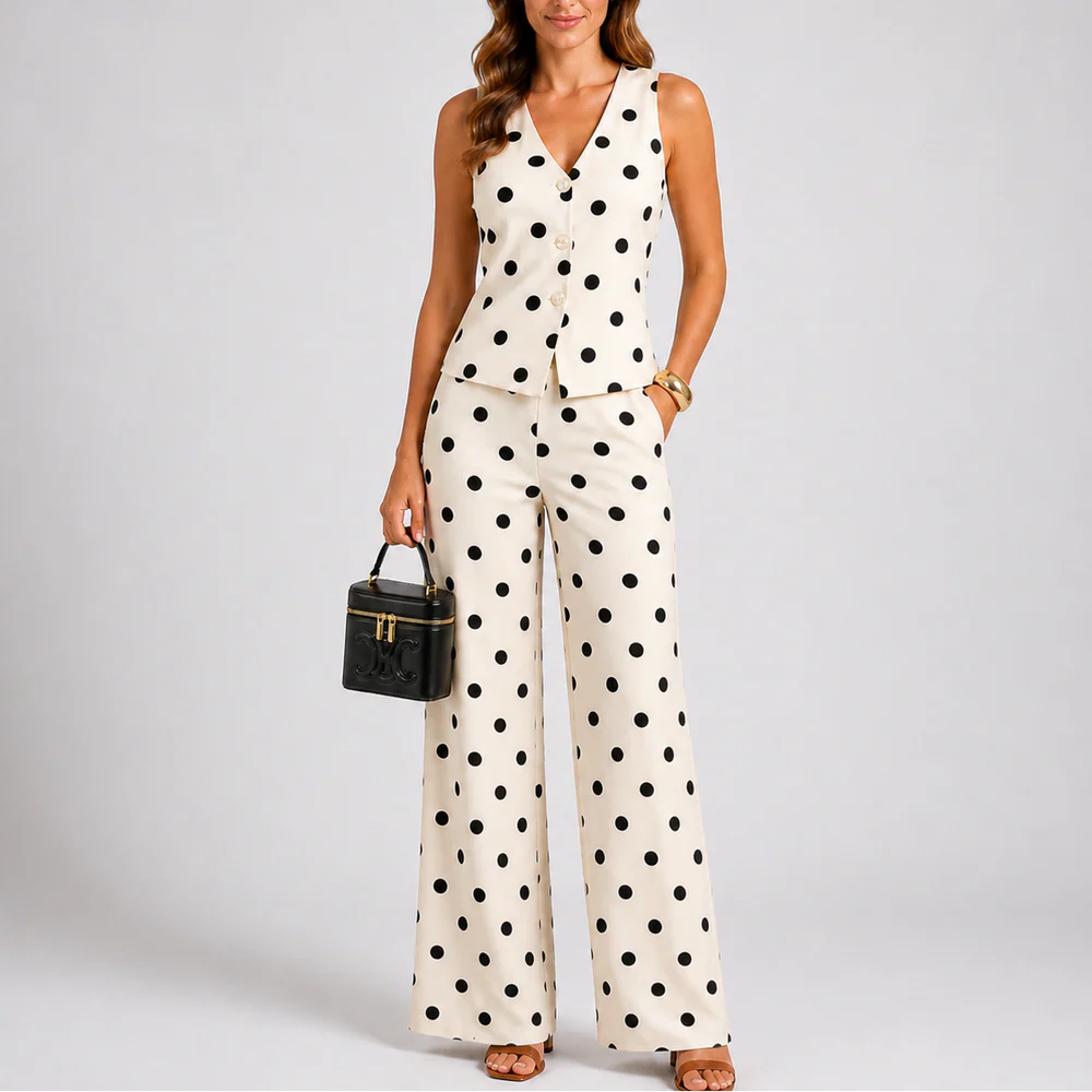 Women’s Polka Dot Two-Piece Set – Effortless Summer Style